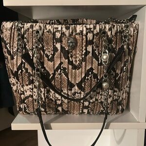 Betsey Johnson Slithering Faux Snake skin Skull tote.